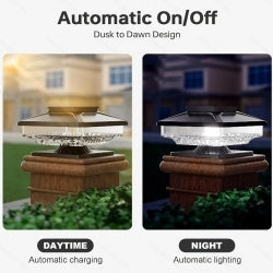 4 Pack Outdoor Solar Post Cap Lights Cold White IP65 Waterproof For 4x4 5x5 6x6 Wooden Posts In Garden Decor