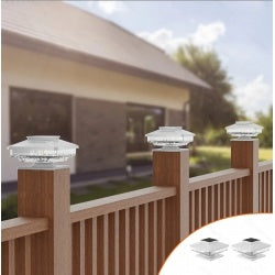 4 Pack Outdoor Solar Post Cap Lights Cold White IP65 Waterproof For 4x4 5x5 6x6 Wooden Posts In Garden Decor