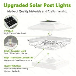 4 Pack Outdoor Solar Post Cap Lights Cold White IP65 Waterproof For 4x4 5x5 6x6 Wooden Posts In Garden Decor