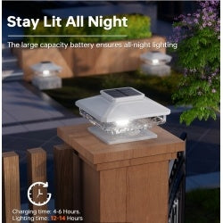 4 Pack Outdoor Solar Post Cap Lights Cold White IP65 Waterproof For 4x4 5x5 6x6 Wooden Posts In Garden Decor