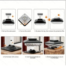 4 Pack Outdoor Solar Post Cap Lights Cold White IP65 Waterproof For 4x4 5x5 6x6 Wooden Posts In Garden Decor