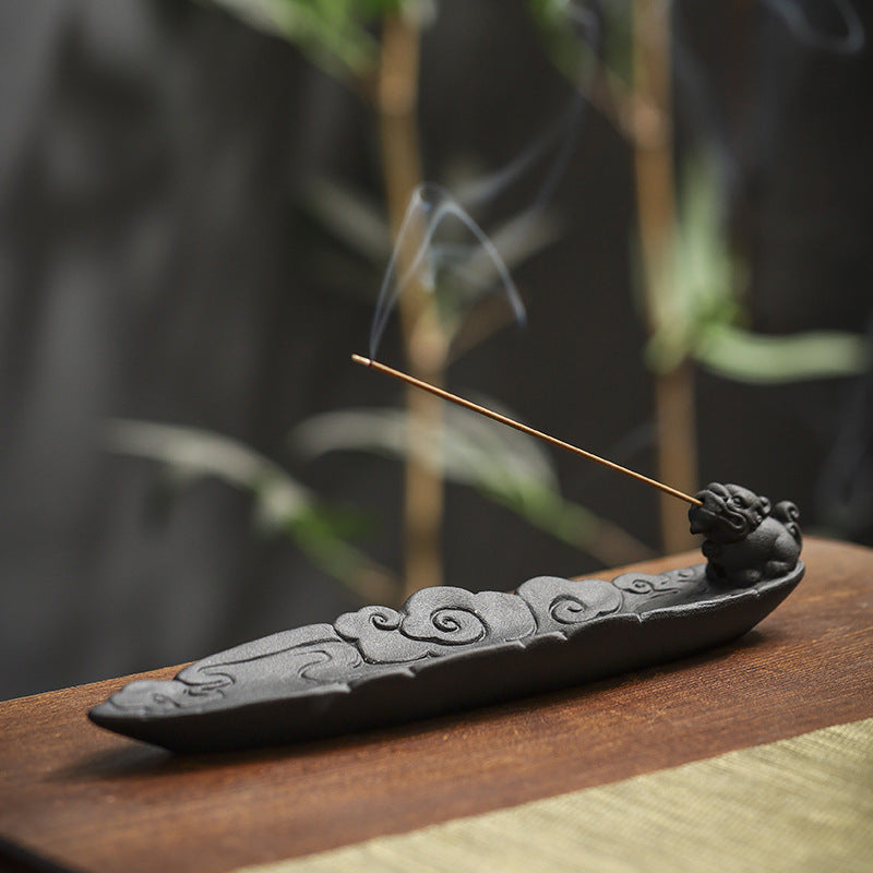Home Ceramic Decor Incense Stick Holder Aromatherapy Censer Auspicious Clouds Incense Burner Office Teahouse Ornament