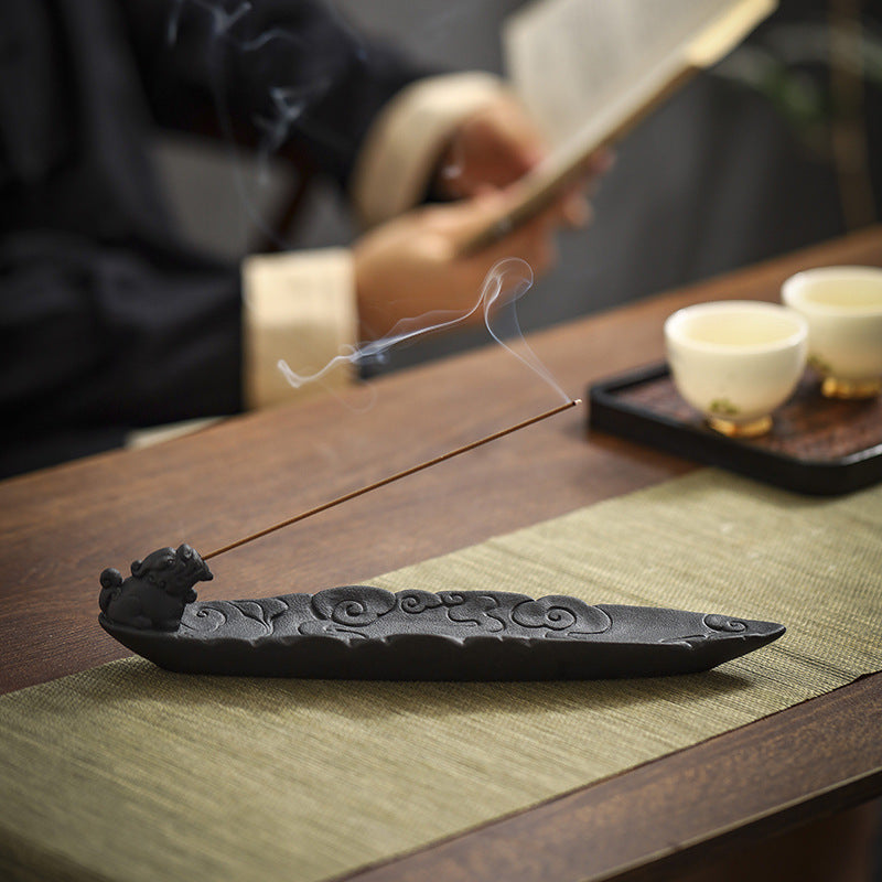 Home Ceramic Decor Incense Stick Holder Aromatherapy Censer Auspicious Clouds Incense Burner Office Teahouse Ornament