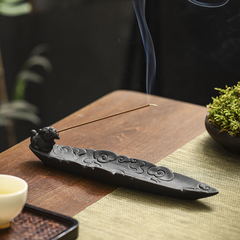 Home Ceramic Decor Incense Stick Holder Aromatherapy Censer Auspicious Clouds Incense Burner Office Teahouse Ornament